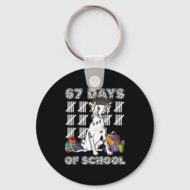 Happy 67 Days School Cute Dog 67 Days Smarter Stud Keychain (Front)