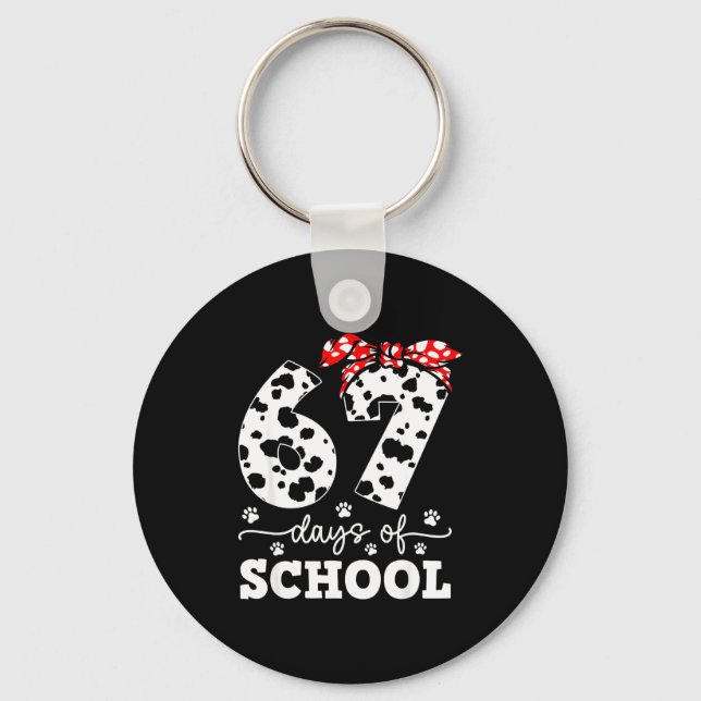 Happy 67 Days School Cute Dog 67 Days Smarter Stud Keychain (Front)