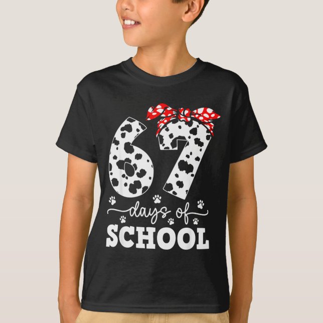 Happy 67 Days School Cute Dog 67 Days Smarter Stud T-Shirt (Front)