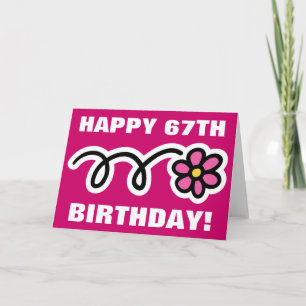 Happy 67th Birthday card with pink daisy