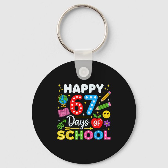 Happy 67th Day Of School 67 Days Of School Kids Bo Keychain (Front)