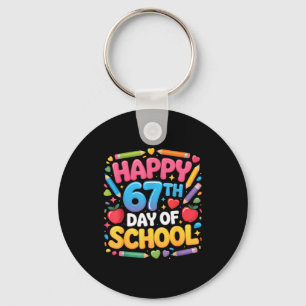 Happy 67th Day Of School Cute Teacher Student Desi Keychain