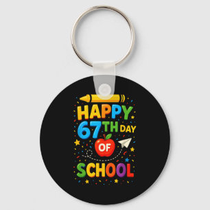 Happy 67th Day Of School Funny Teacher Student Mem Keychain