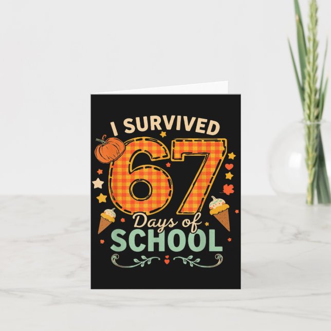 Happy 67th Day Of School Funny Teacher Thanksgivin Card (Front)