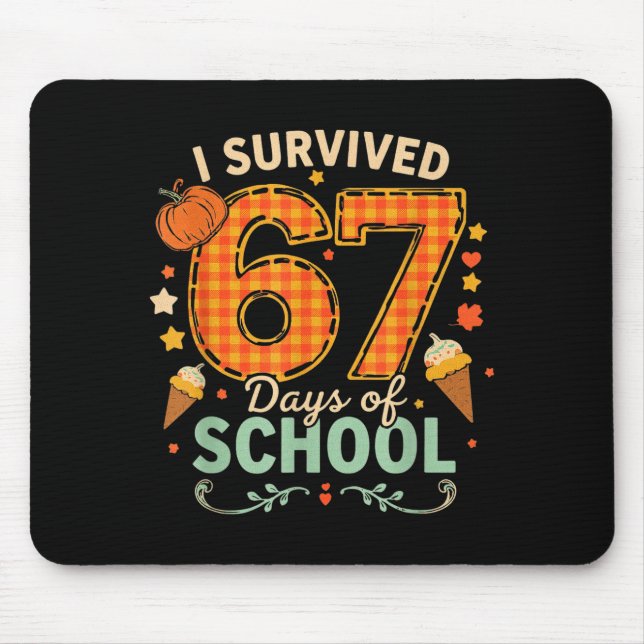 Happy 67th Day Of School Funny Teacher Thanksgivin Mouse Pad (Front)