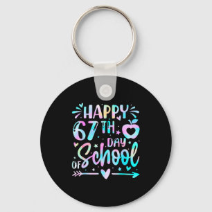 Happy 67th Day Of School Tie Dye Rainbow 67 Days S Keychain