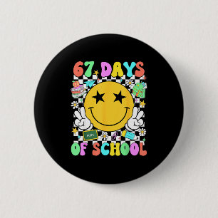 Happy 67th Day Of School Vibes Smile Face 67 Days  2 Inch Round Button