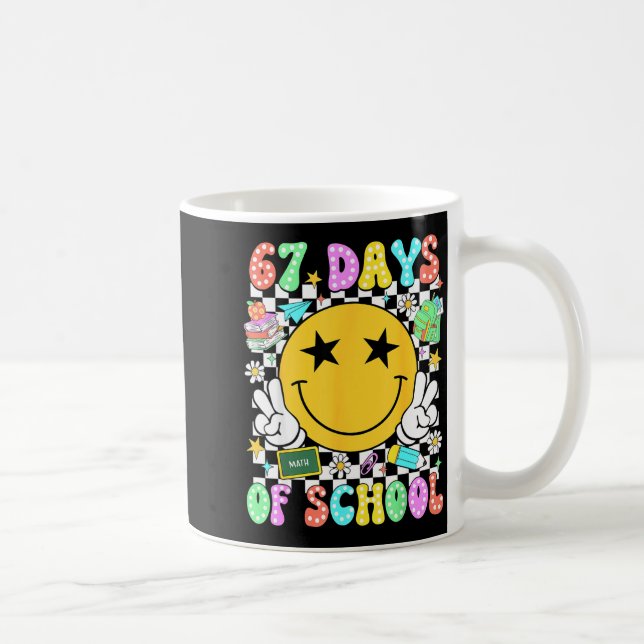 Happy 67th Day Of School Vibes Smile Face 67 Days  Coffee Mug (Right)