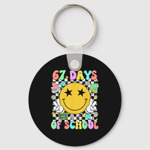 Happy 67th Day Of School Vibes Smile Face 67 Days Keychain