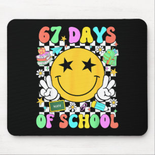 Happy 67th Day Of School Vibes Smile Face 67 Days Mouse Pad