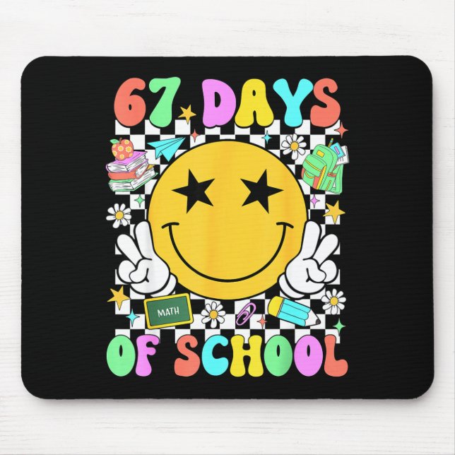 Happy 67th Day Of School Vibes Smile Face 67 Days  Mouse Pad (Front)
