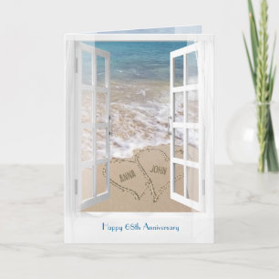 Happy 68th Anniversary open beach window Card