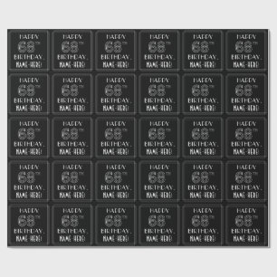 HAPPY 68TH BIRTHDAY; Art Deco Style w/ Custom Name Wrapping Paper