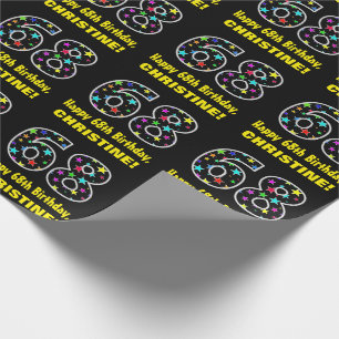 Happy 68th Birthday, Fun Colourful Stars Pattern 6 Wrapping Paper