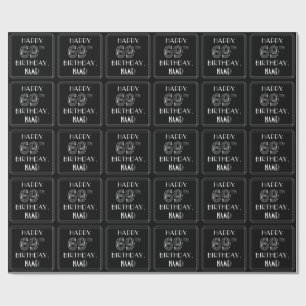 HAPPY 69TH BIRTHDAY; Art Deco Style w/ Custom Name Wrapping Paper