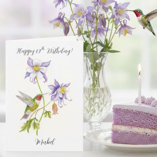 Happy 69th Birthday Columbine with Hummingbird Card
