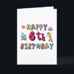 Happy 6th Birthday 6 year old b-day surprise Card<br><div class="desc">Happy 6th Birthday. Funny and cute Birthday design with lovely teddy bear holding a gift and a funny pencil writing the birthday wishes. A perfect match for clothing,  shirts and accessories.</div>