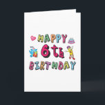 Happy 6th Birthday 6 year old b-day surprise Card<br><div class="desc">Happy 6th Birthday. Funny and cute Birthday design with lovely teddy bear holding a gift and a funny pencil writing the birthday wishes. A perfect match for clothing,  shirts and accessories.</div>