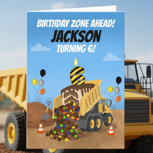 Happy 6th Birthday Dump Truck Card