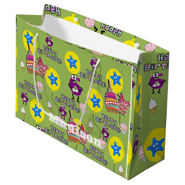 Happy 6th Birthday Gift Bag #6 (Front Angled)