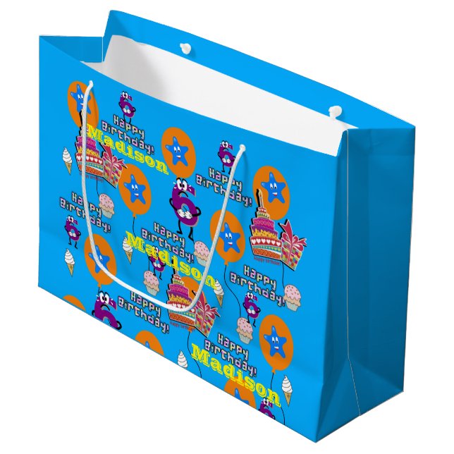 Happy 6th Birthday Gift Bag #6 Blue (Front Angled)