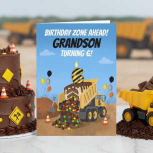 Happy 6th Birthday Grandson Dump Truck Card