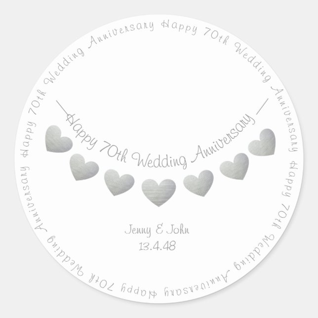 Happy 70e anniversaire Mariage stickers Platinum (Devant)