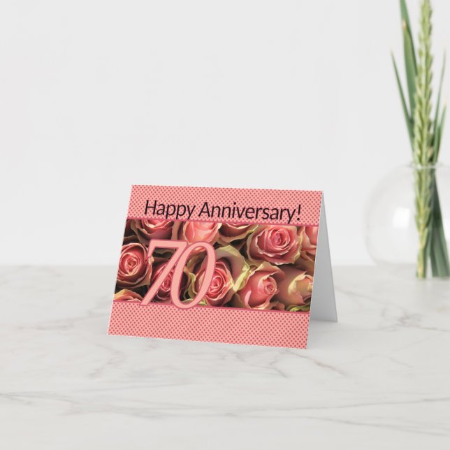 Happy 70th Anniversary roses Card (Front)