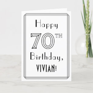 Happy 70th Birthday, Art Deco Style w/ Custom Name Card