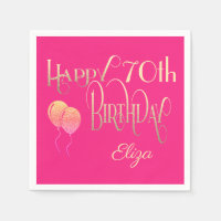 Happy 70th Birthday Decorative Script Gold Pink