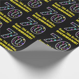 Happy 70th Birthday, Fun Colourful Stars Pattern 7 Wrapping Paper