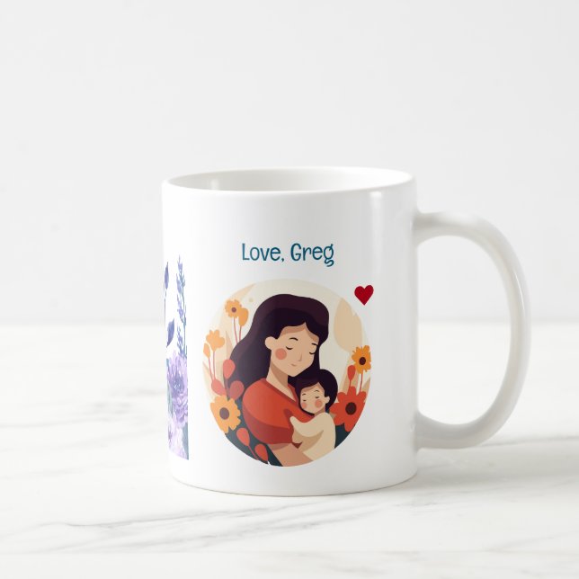 Happy 70th Birthday, Mom! Floral, Mother & Child Coffee Mug (Right)
