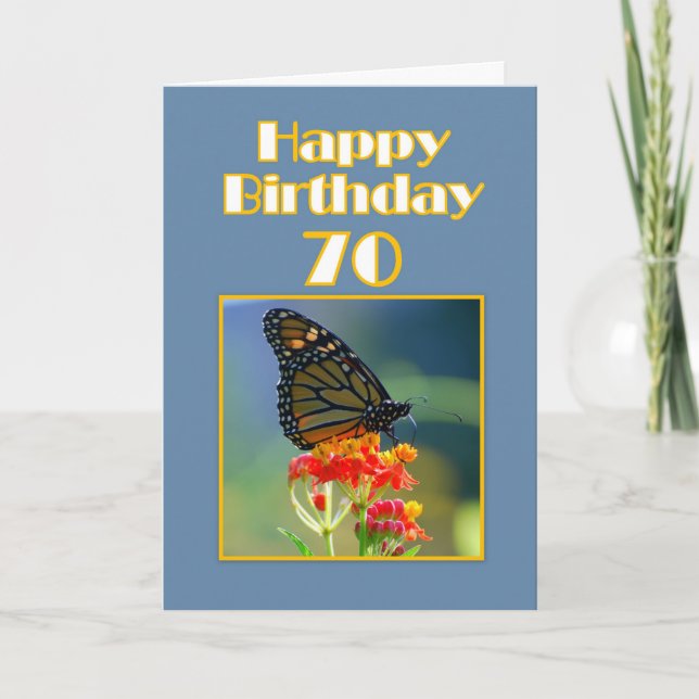 Happy 70th Birthday Monarch Butterfly Card (Front)