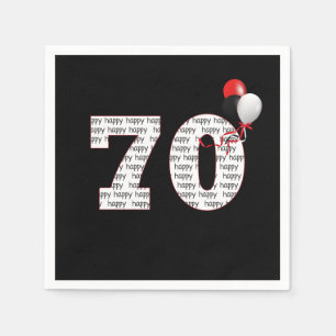 Happy 70th Birthday On Black Napkins