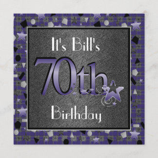 Happy 70th Birthday Party Invitation For Him
