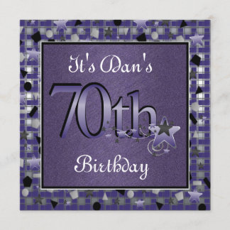 Happy 70th Birthday Party Invitation for Men