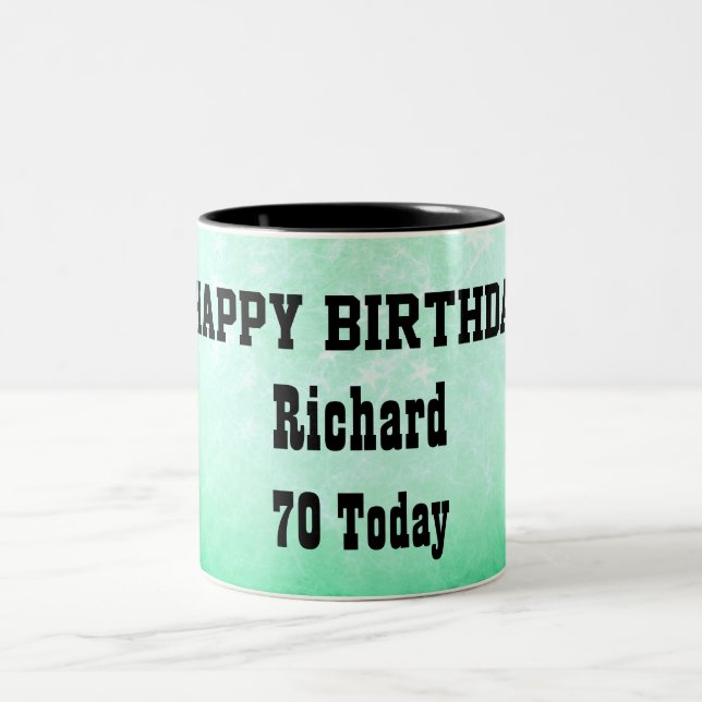 Happy 70th Birthday Personalised Two-Tone Coffee Mug (Center)