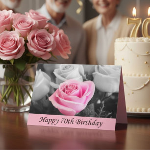Happy 70th Birthday Rose Photo Card