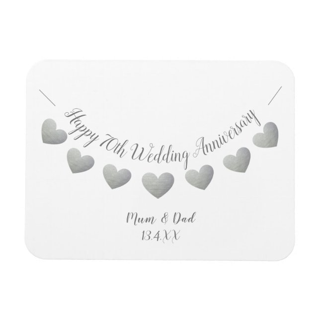 Happy 70th Wedding Anniversary Platinum Mom & Dad Magnet (Horizontal)