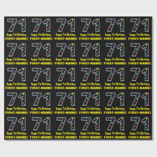 Happy 71st Birthday, Fun Colorful Stars Pattern 71 Wrapping Paper