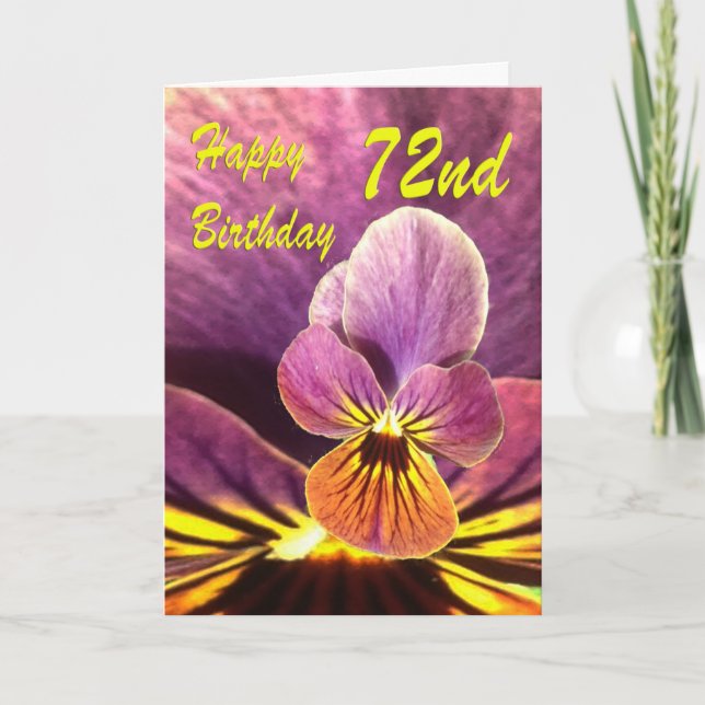 Happy 72nd Birthday Flower Pansy Card (Front)