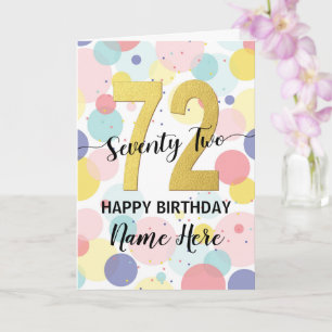 Happy 72nd Birthday Pastel Rainbow Gold Woman Card
