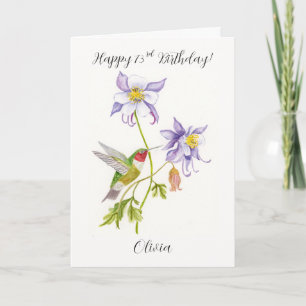 Happy 73rd  Birthday Columbine with Hummingbird Card