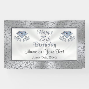 Happy 75th Birthday Banner, Personalized Banner