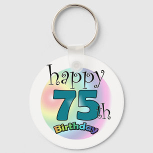 Happy 75th Birthday (blauw) Keychain
