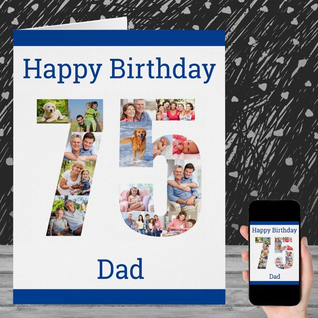Happy 75th Birthday Dad Big 75 Photo Collage (Creator Uploaded)