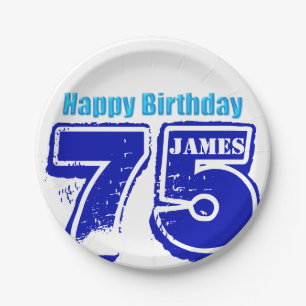 Happy 75th Birthday Personalized Paper Plate