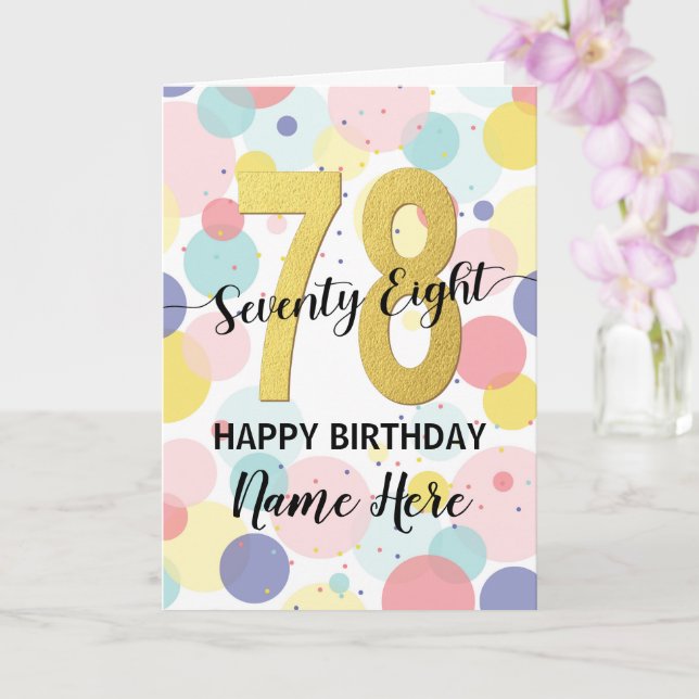 Happy 78th Birthday Pastel Rainbow Gold Woman Card (Orchid)
