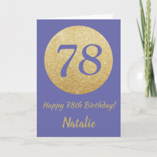 Happy 78th Birthday Very Peri and Gold Glitter Card