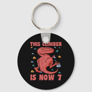 Happy 7 Birthday 7 Year Old Climber Climbing 7th B Keychain